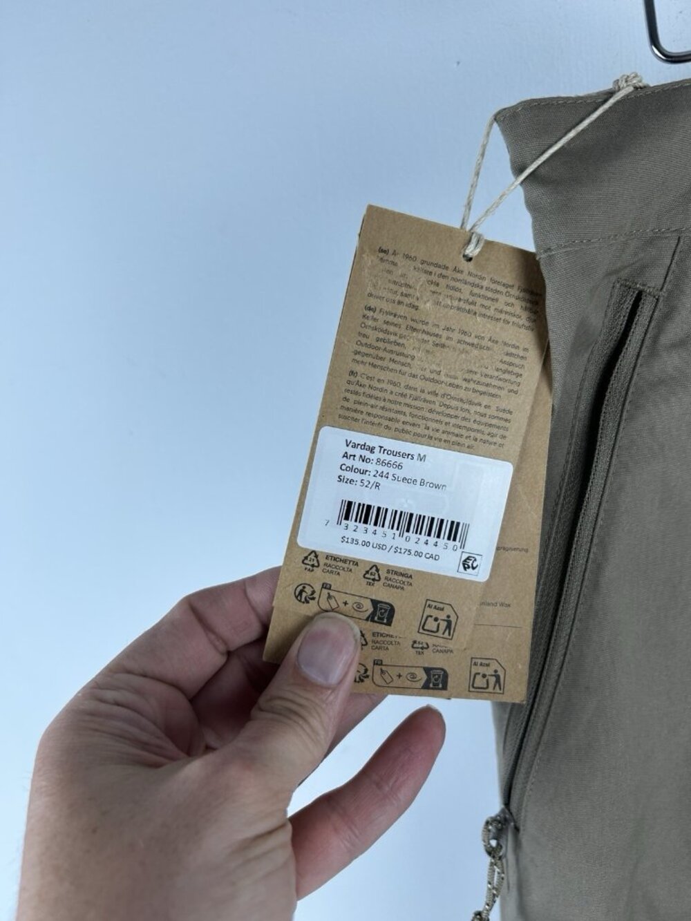 Fjallraven Men's Vardag Trouser 36" Suede Brown NEW 32 Inseam - Picture 6 of 12